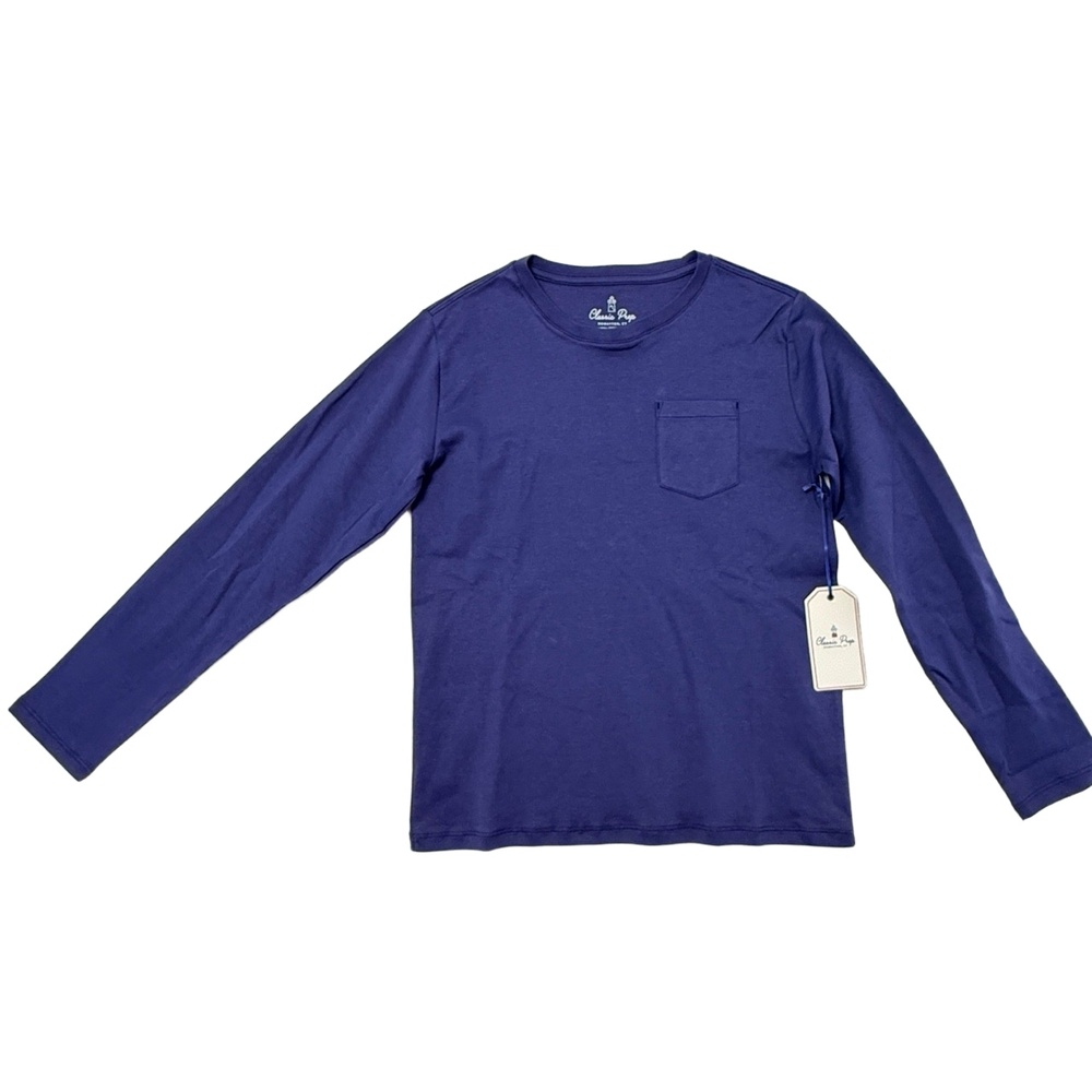 Classic Prep Long Sleeve Tee 14 Unisex Kids Navy Blue Organic Cotton Uniform New